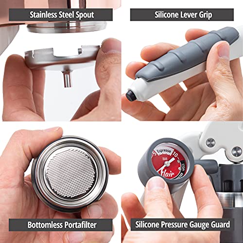 Flair Espresso Maker PRO 2 (White) - An all manual lever espresso maker with stainless steel brew head and pressure gauge