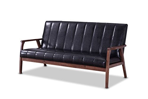Baxton Studio BBT8011A2-Black Sofas, 29.45LX63.38WX31.59H, Black