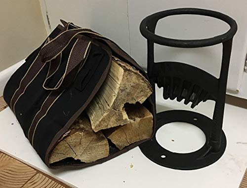 T&T Products Kindling Splitter – Cast Iron Firewood Log Splitter – Practical Wood Cracker with Free Black Canvas Log Carrying Bag – Safe and Ergonomic Design Fire Pit Accessories
