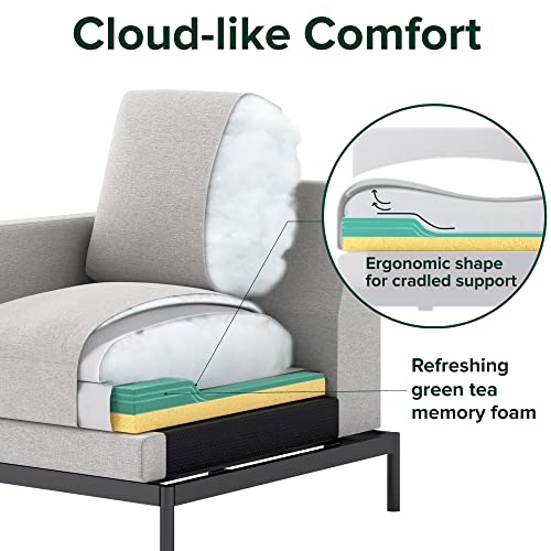 ZINUS Thompson Loveseat / Tufted Cushions / Green Tea Infused Foam Cushions / Tool-Free, Easy Assembly, Light Grey