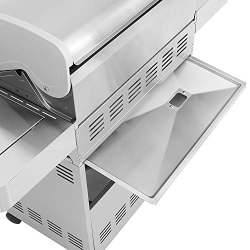 Monument Grills 24367 4-Burner Stainless Steel Propane Gas Grill with Side & Side Sear Burners, Built in Thermometer, and LED Controls