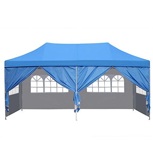 10x20 Ft Pop up Canopy Party Wedding Gazebo Tent Shelter with Removable Side Walls Blue