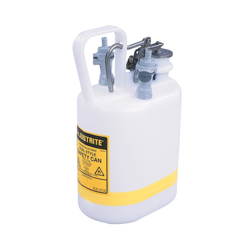 Justrite Oval Polyethylene Quick-Disconnect Disposal Can, Polypropylene Fittings For 3/8-In Tubing, 1 Gallon