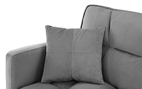 Modern Plush Tufted Velvet Splitback Living Room Futon (Light Grey)