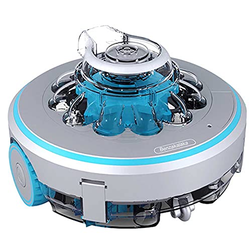 Benzakalaka Smart Automatic Robotic Pool Cleaner with Rechargeable Battery, Easy to Clean Filter Cartridges, Cordless, for Above-Ground or In-ground Swimming Pool Up to 540+Sq Ft