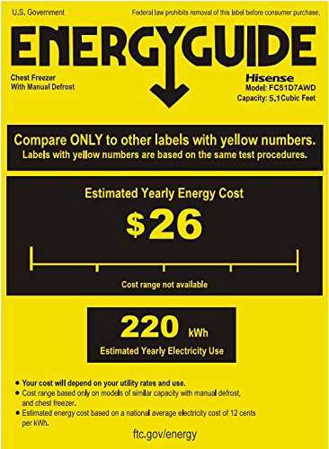 Hisense  FC51D7AWD  5.1 cu. ft. Chest Freezer, White