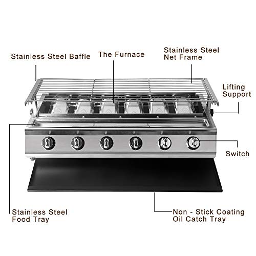 Gas Grill Commercial Stainless Steel Smokeless Barbecue Grill LPG Gas Barbecue Grill Field Energy-Saving Barbecue Grill
