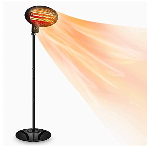 Electric Patio Heater with Stand Base, Freestanding Far Infrared Space Heater, Outdoor/Indoor Electric Heater, 3 Seconds Instant Warm Waterproof IP34