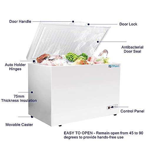 Chingoo 13 Cu ft Chest Freezer with Wire Storage Basket Commercial Chest Freezer for Home, Kitchen, Garage, and Business (13 Cubic feet)