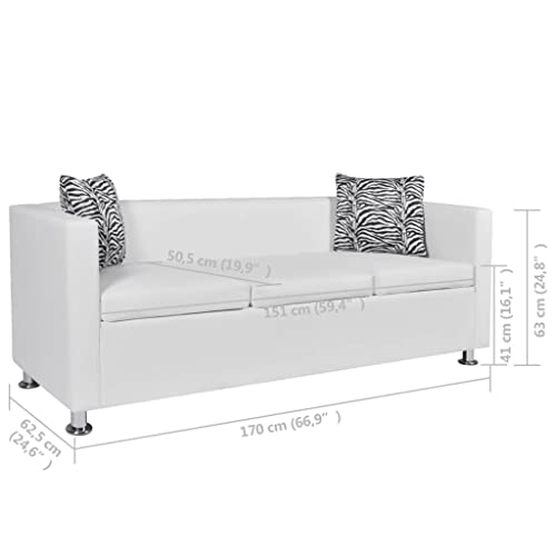 vidaXL vidaXL Sofa 3-Seater Artificial Leather White
