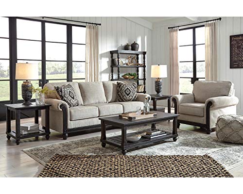 Signature Design by Ashley Benbrook Traditional Sofa with Faux Wood Finish, Beige
