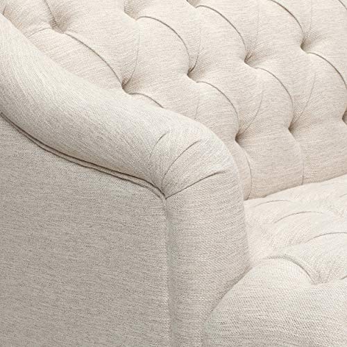 Erin Contemporary Tufted Fabric 3 Seater Sofa, Beige and Natural
