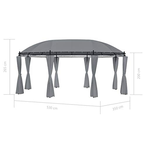 vidaXL 208,7 x 137,8 x 104,3 inch Outdoor Galvanized Steel Gazebo Canopy Curtains Steel Frame Patio Garden Gazebo, for Patio or Deck, Anthracite