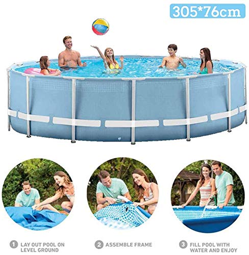 XLBHSH Swimming Pool, Thick Oversized Bracket Paddling Pool Round Family Children's Pool Family Swimming Pool Filter Pump Metal Frame Structure Pool 305x76cm