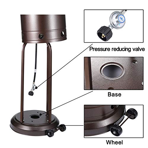 Patio Heater Propane Gas Portable Commercial Outdoor Heater, Propane Patio Heater Large Natural Gas Outdoor Heater, Stainless Steel Floorstanding Liquid Propane Patio Heater (Brown)