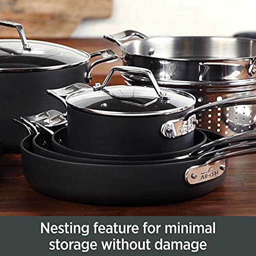 All-Clad Essentials Nonstick Hard Anodized Cookware Set, 10-Piece, Black