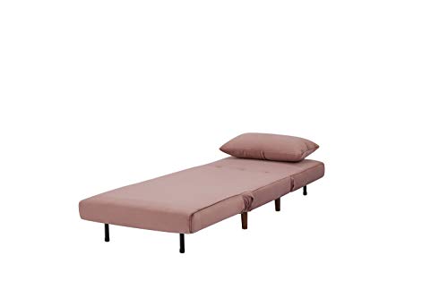 GIA Tri-Fold Convertible Velvet Sofa Bed Chair with Removable Pillow and Legs, Pink Blossom