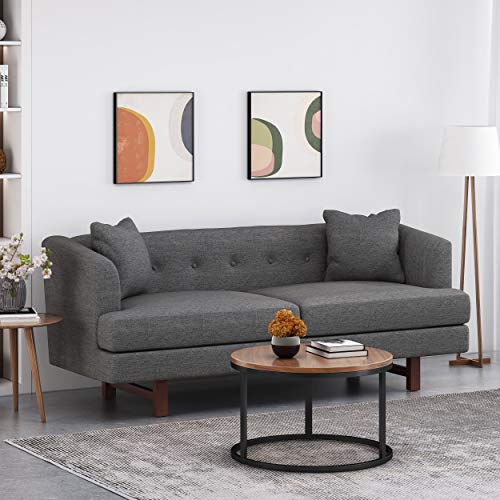 Christopher Knight Home Mableton 3 Seater Sofa, Charcoal + Espresso