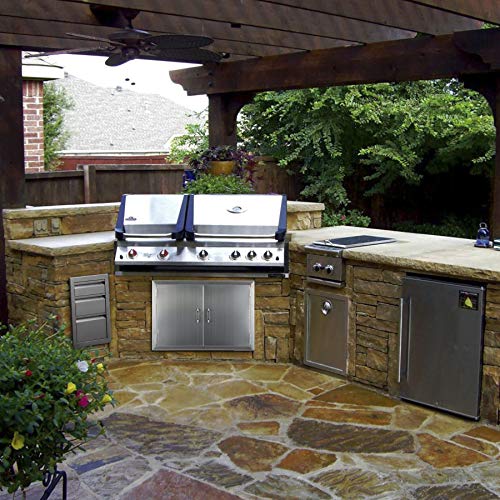 CO-Z Outdoor Kitchen Drawer, 304 Stainless Steel 3 Layers Access Door BBQ Drawer for BBQ Island, Patio Grill Station, SUS304 Outside Kitchen Cabinet Barbecue Storage Drawers (14