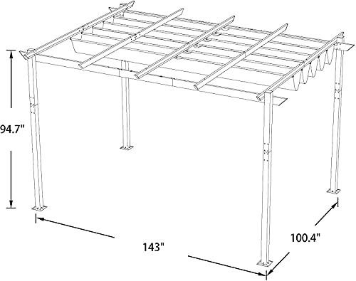 Patio Tree 10'x13' Outdoor Pergola Aluminum Patio Retractable Gazebo with Sun Shade Canopy (Gray)