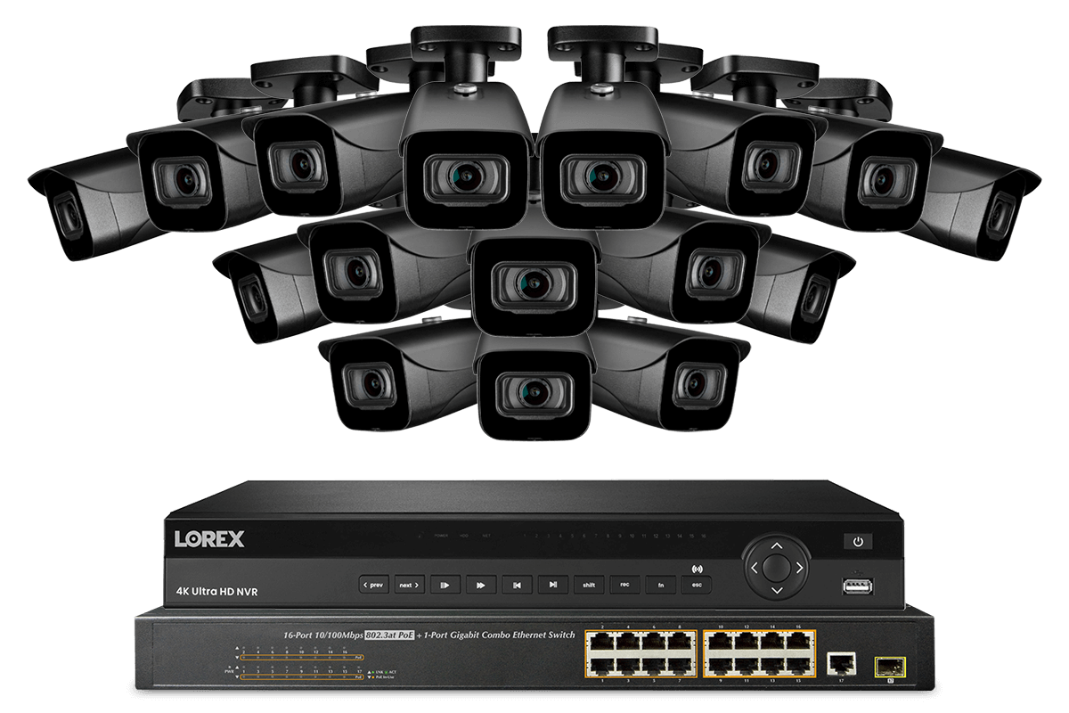 Lorex NC4K8-3216BB 32-Channel NVR System with Sixteen 4K (8MP) IP Cameras Security Surveillance System New