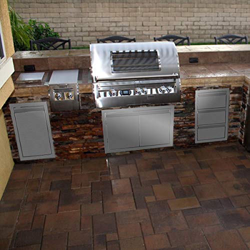 Stanbroil Outdoor Kitchen Stainless Steel Triple Access BBQ Drawer with Handle, 19.7