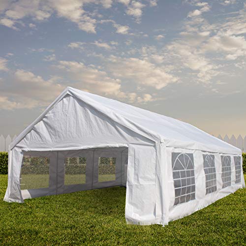ALEKO PWT2030 Outdoor Event Gazebo Canopy Tent with Sidewalls and Windows 20 x 30 x 10 Feet White