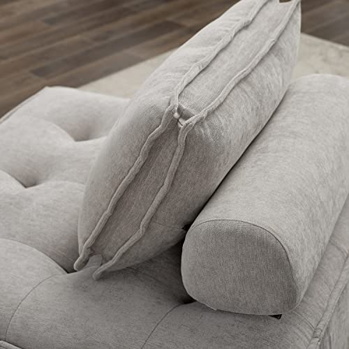 Fat Ant Fabric Upholstered Sectional Sofa Cube Accent Seat, Mid Century Modern Square Modular Sectional Sofa Couch with Two Removable Non-Slip Pillows, Living Room Sofa Set, Beige, 1 Pcs