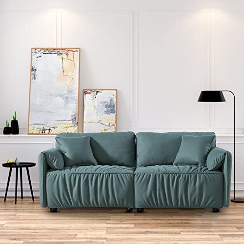 Mi Shangou 75.59” Sofa Couch, Modern Sofa Loveseat, Oversize Deep Seat Sofa, Loveseat Furniture with Hardwood Frame, Mid-Century Upholstered Couch for Living Room, Bedroom, Apartment (Green)