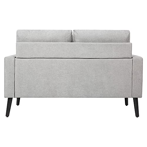 Simpol Home Linen Square Arm Loveseat Sofa Love Seats, Light Gray