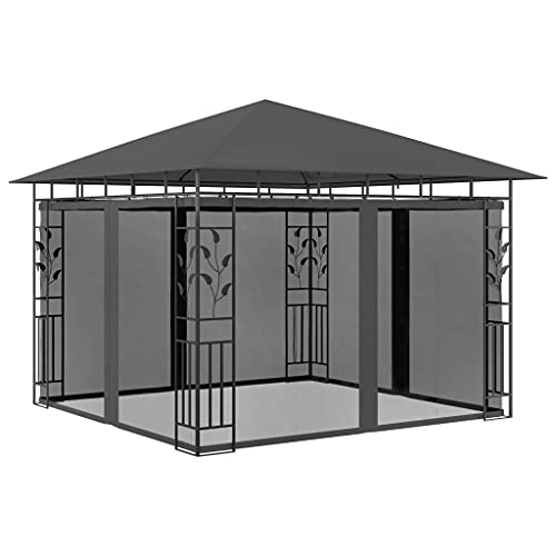 Patio Gazebo Outdoor Canopy Garden Tent Mosquito Netting Camping Tent Party Tent Patio Cover for Shade 9.8x9.8x9ft Grey