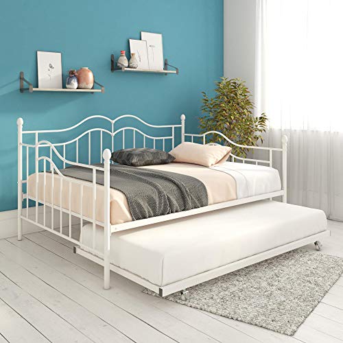 DHP Tokyo Daybed and Trundle with Metal Frame, Full Over Twin Size, White