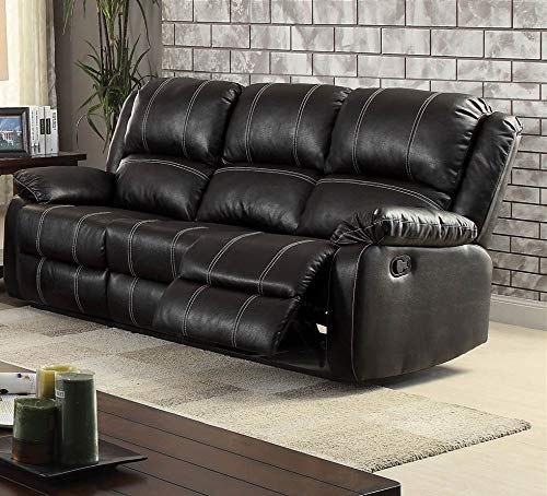 ACME Zuriel Black Faux Leather Reclining Sofa