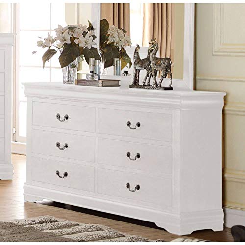 6 Drawer Dresser, Harper&Bright Designs Universal Solid Wood Storage Chest for Bedroom, Hallway, Entryway, Closet, Office (White)