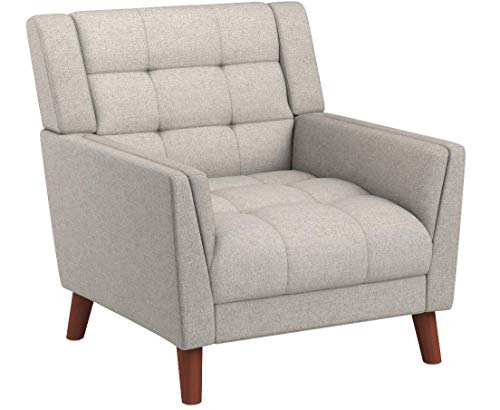 Christopher Knight Home Evelyn Mid Century Modern Fabric Arm Chair, Beige & Walnut (305538)