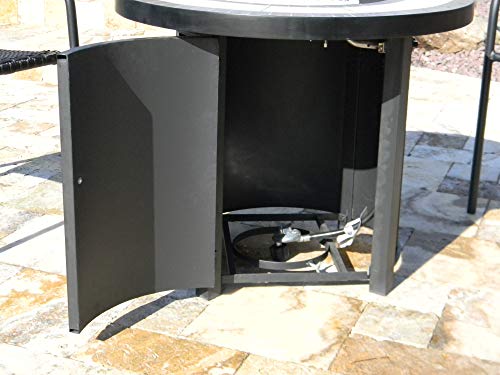 Hiland AFP-TTR Tile top 40,000 BTU Propane Fire Pit, Round, Bronze,Beige, Black