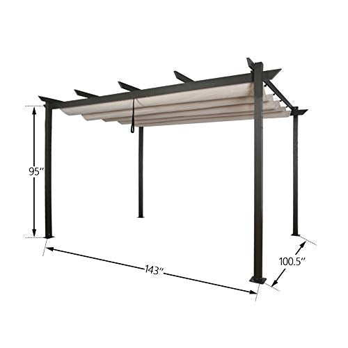 Patio Tree 10'x13' Outdoor Pergola Extra-Large Aluminum Patio Retractable Gazebo with Sun Shade Canopy