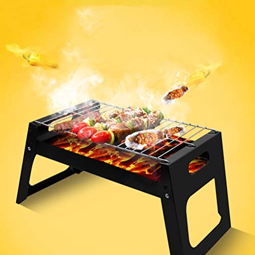 Portable Barbecue Charcoal Grill, Barbecue Tabletop Outdoor Stainless Steel BBQ Grills for Outdoor Cooking Camping Picnics Beach (Color : Black, Size : A)