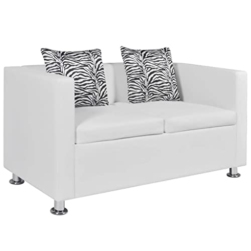 vidaXL Sofa 2-Seater Artificial Leather White