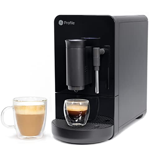 GE Profile Automatic Espresso Machine + Milk Frother | Brew in 90 Seconds | 20 Bar Pump Pressure for Balanced Extraction | Five Adjustable Grind Size Levels | WiFi Connected for Customization | Black