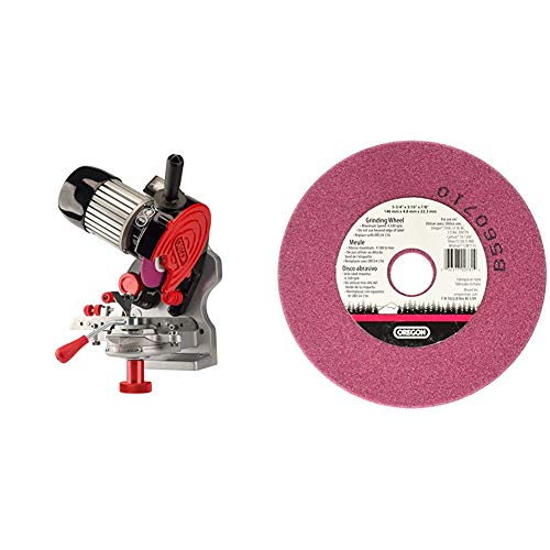 Oregon 410-120 120V Bench/Wall Mounted Saw Chain Grinder, Professional Sharpener for Chainsaw Chains, Sharpens, Stihl, Husqvarna Chains and More & OR534-316A Grinding Wheel Saw Chain, 3/16 Inch