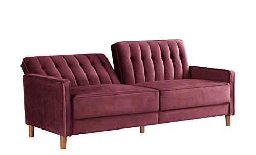 Container Furniture Direct Grattan Mid Century Velvet Uphostered Convertible Sofa Bed, Purple