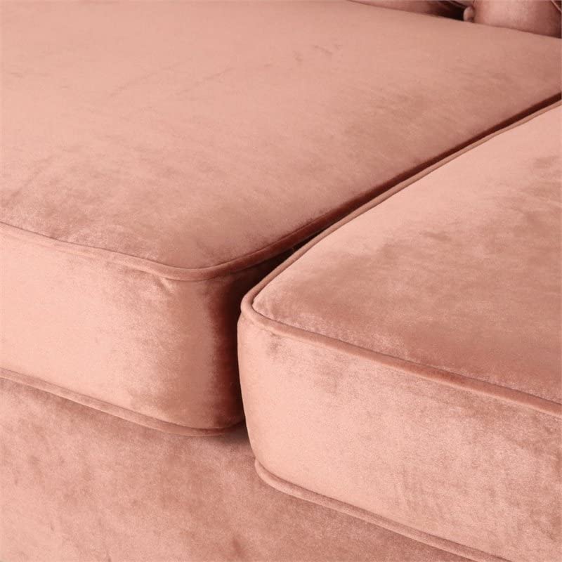 Phoenix Traditional Button Tufted Velvet 3 Seater Sofa, Blush and Dark Brown