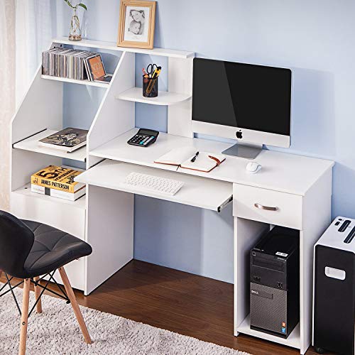 Takefuns Harper&Bright Designs WF186907 Multi-Functions Computer Desk with Cabinet (White I
