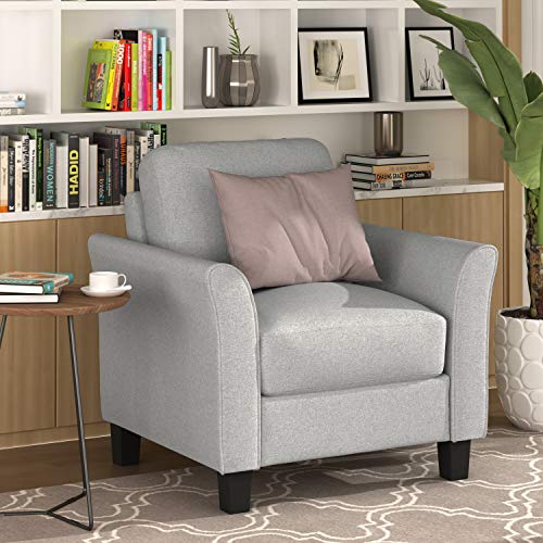 Harper & Bright Designs 3 Piece sectional Sofa, Linen Fabric Living Room Sofa Sets, Living Room Furniture Sets Include Armchair Loveseat Couch,Light Grey