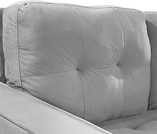 RINIMEI 2 Piece Living Room Furniture Set Include Upholstered Three Seater Sofá & Loveseat, Sectional Sofa Stylish Velvet Tufted Cushion Couch Easy Assemble W/Side Pockets,Grey, Gray