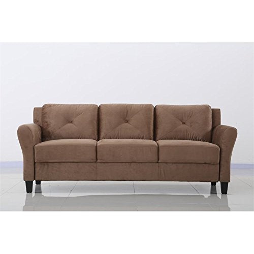 BOWERY HILL Microfiber Sofa Couch in Brown