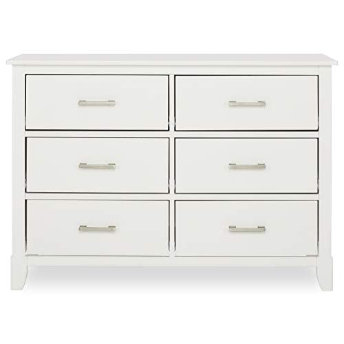 Dream On Me Universal Double Dresser, Kids Bedroom Dresser, Six Drawers Dresser, Mid Century Modern, White (599-WHITE)