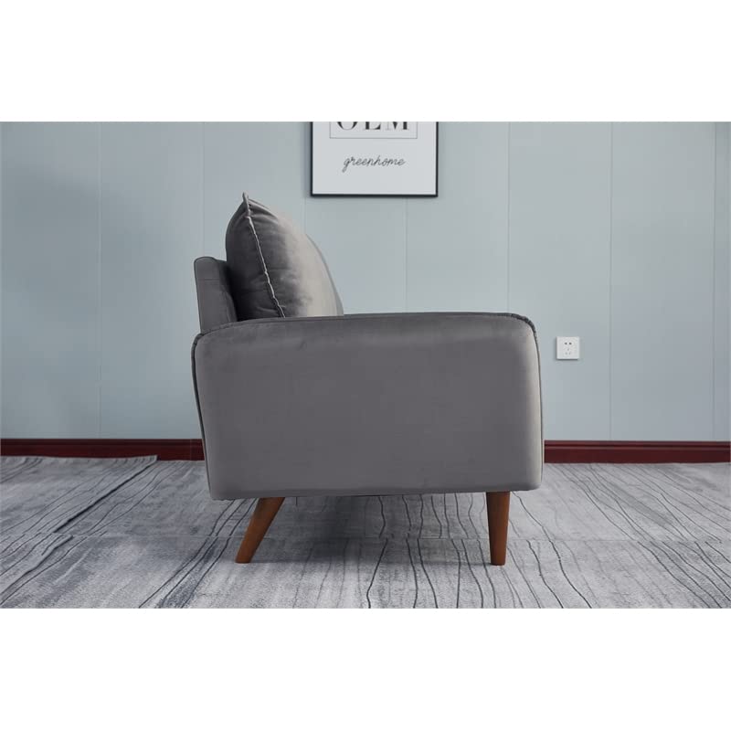 Kingway Furniture Baron Velvet Living Room Sofa in Gray