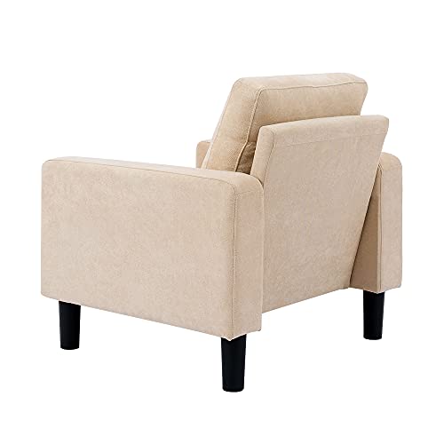 Sectional Sofa Set Polyester Fabric Small Space Living Room 3 Pcs Couch Set with Armrest Modern Upholstered Couches, 1-Seater+1-Seater+3-Seater (Beige)
